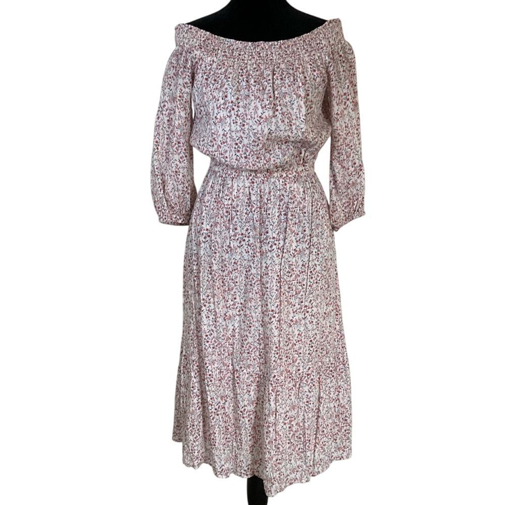 Gap Womens Floral‎ Off-Shoulder Dress Size XS Pink Cottagecore Prairie Peasant
